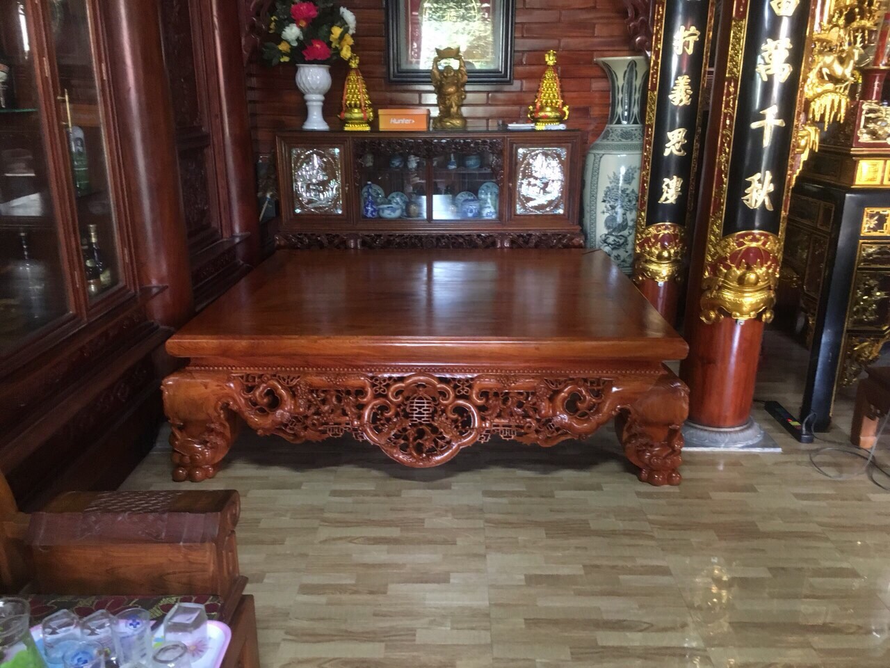 sập ngồi gỗ hương đá 180x220cm