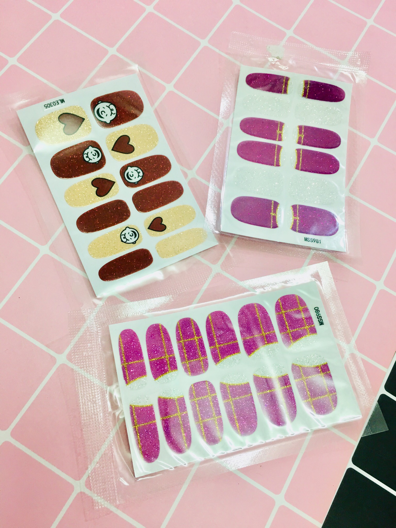 Miếng dán trang trí móng tay 1 bộ 12 miếng combo 5 bộ