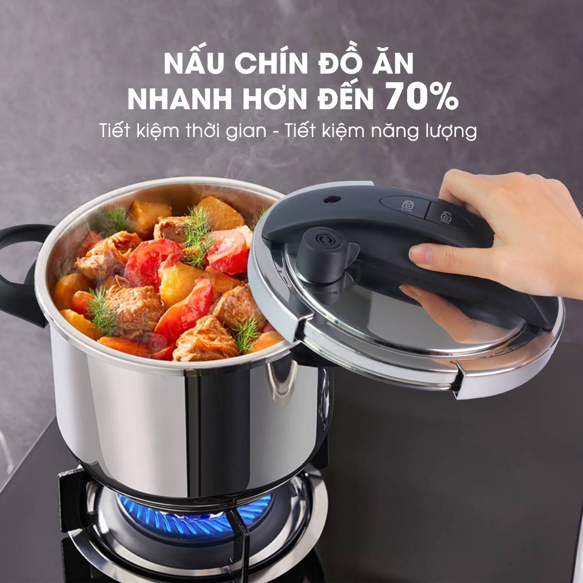 Nồi áp suất LEBENLANG LBL0909, nấu được mọi loại bếp, dung tích 5,5 lít, chất liệu inox cao cấp – hàng chính hãng