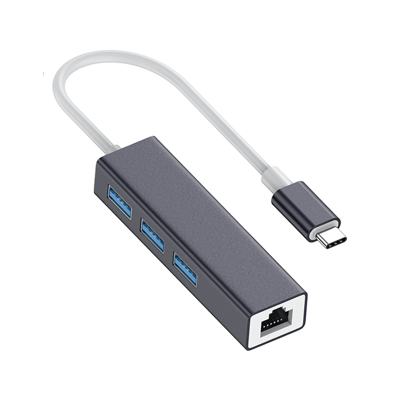 Cáp chuyển USB-C qua 3 cổng USB 3.0 + cổng LAN RJ45 - Thương hiệu OEM