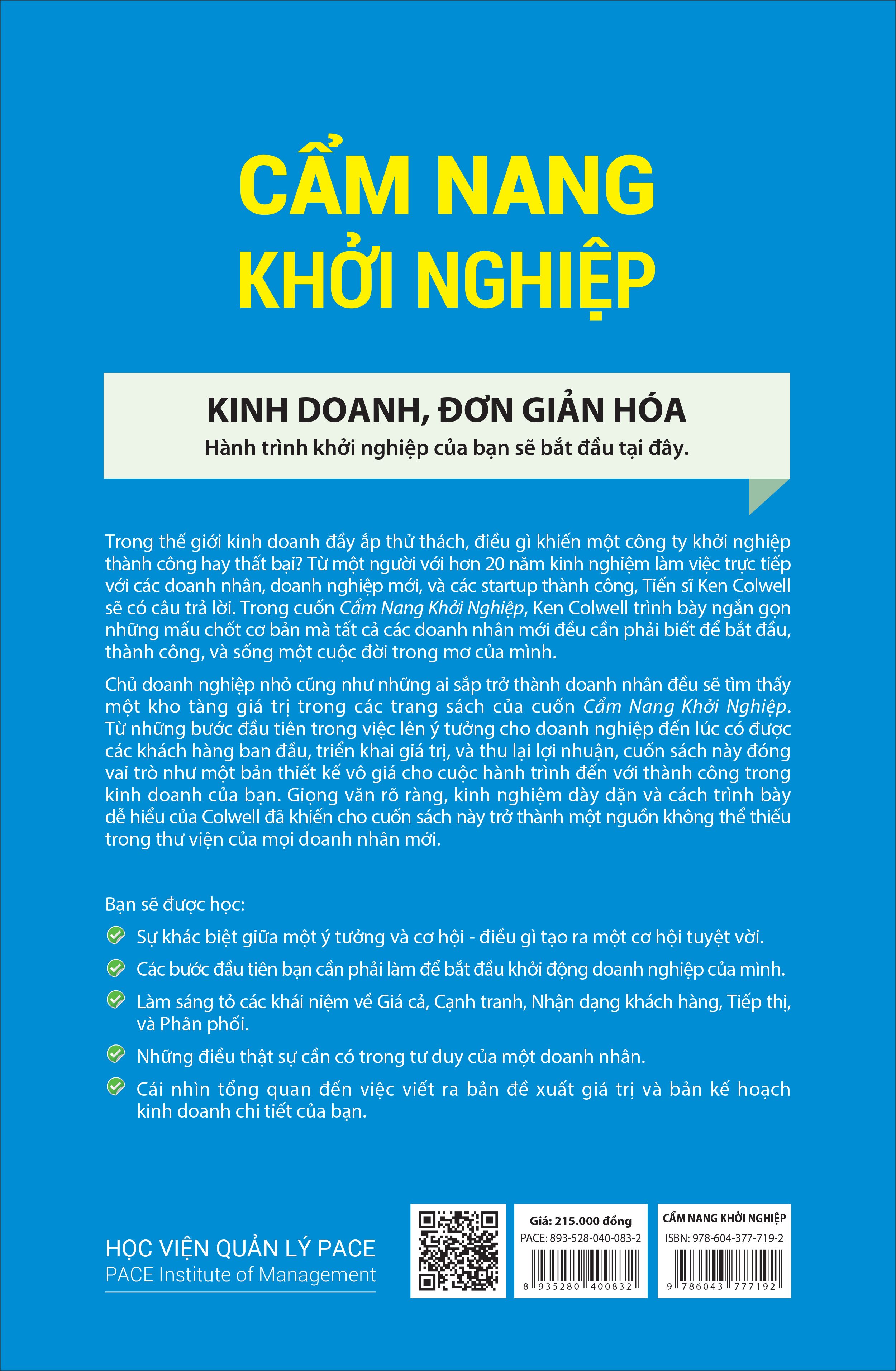 Sách PACE Books - Cẩm nang khởi nghiệp (Starting a Business QuickStart Guide) - Ken Colwell