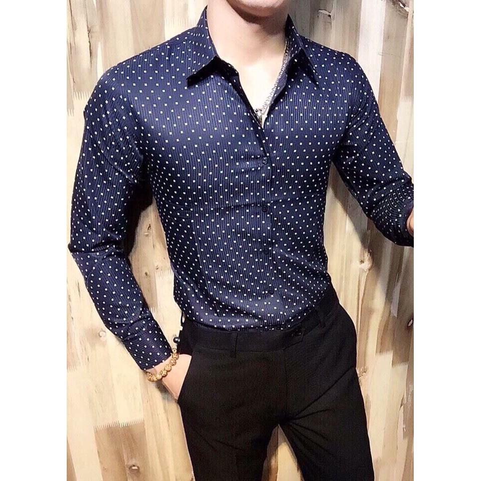 Áo sơ mi nam chấm bi