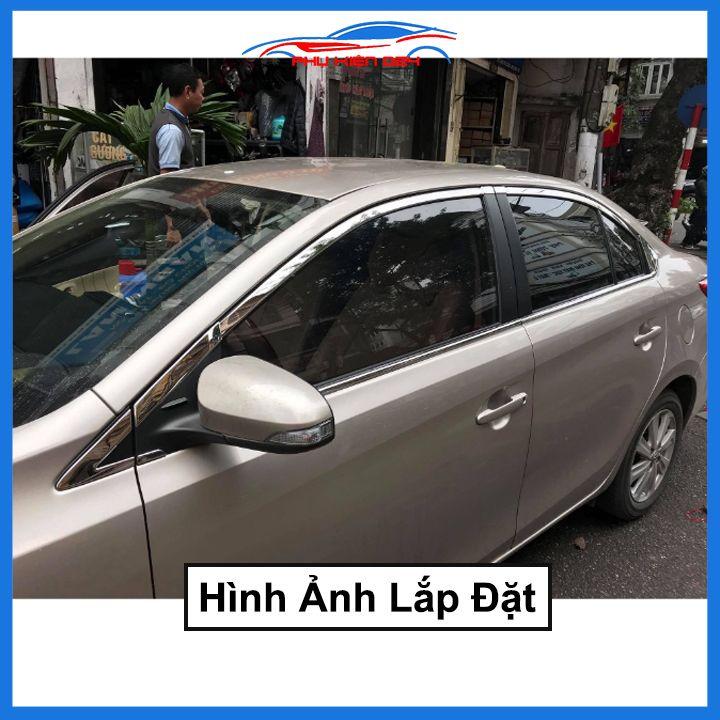 Bộ nẹp viền chân kính cong kính Toyota Vios 2014-2017 Inox sáng bóng chuẩn form xe