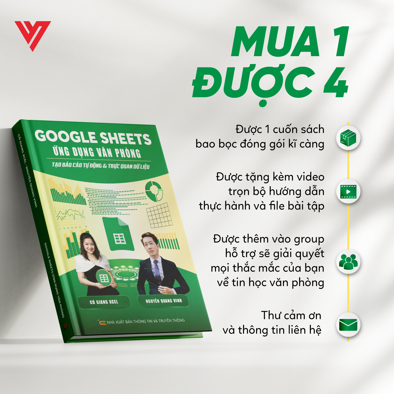 Combo 4 Sách Excel - Google Sheet - 150 TT - Power Query ĐÀO TẠO TIN HỌC Ứng Dụng Văn Phòng Kèm Video Khóa Học