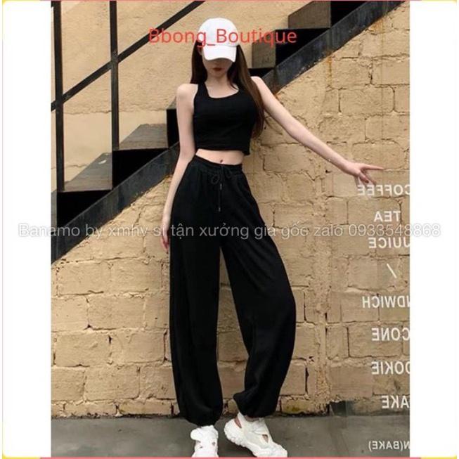 Quần jogger nỉ da cá ống suông bo gấu Unisex kiểu dáng thể thao siêu hot thời trang Banamo Fashion 297