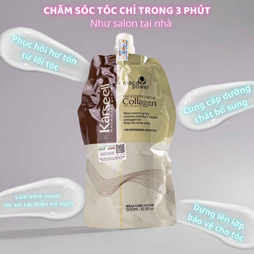 Kem ủ tóc phục hồi siêu mượt Collagen KARSEELL Maca 500ml, tóc đẹp chuẩn salon