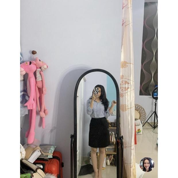 Chân váy công sở dáng chữ A dài ngang gối có túi cao cấp