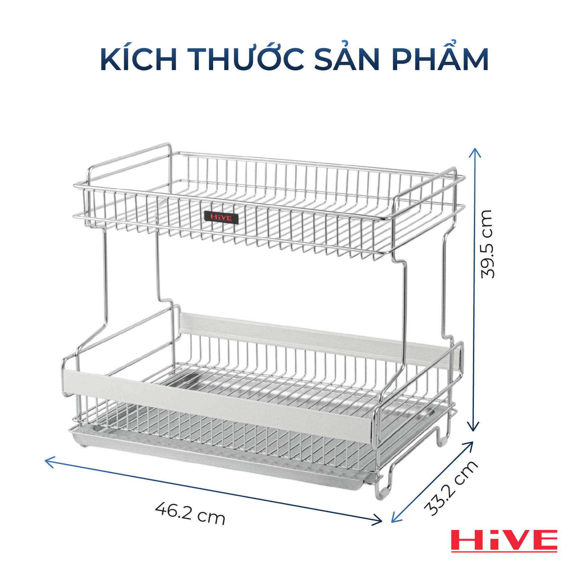 Giá úp chén bát HiVE ALC 2 tầng White inox Hàn Quốc cao cấp