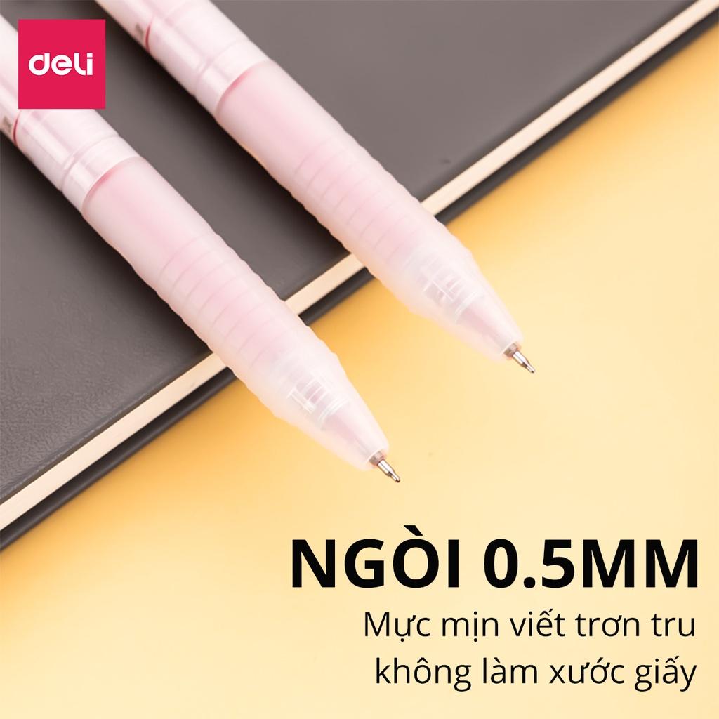 Bút Bi Nước Văn Phòng Mực Gel Màu Đen Deli Ngòi 0.5mm Dành Cho Văn Phòng Sinh viên Học Sinh SA135