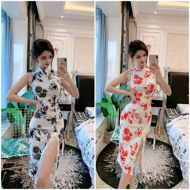 Đầm Body kiểu dáng sườn xám có hình thật