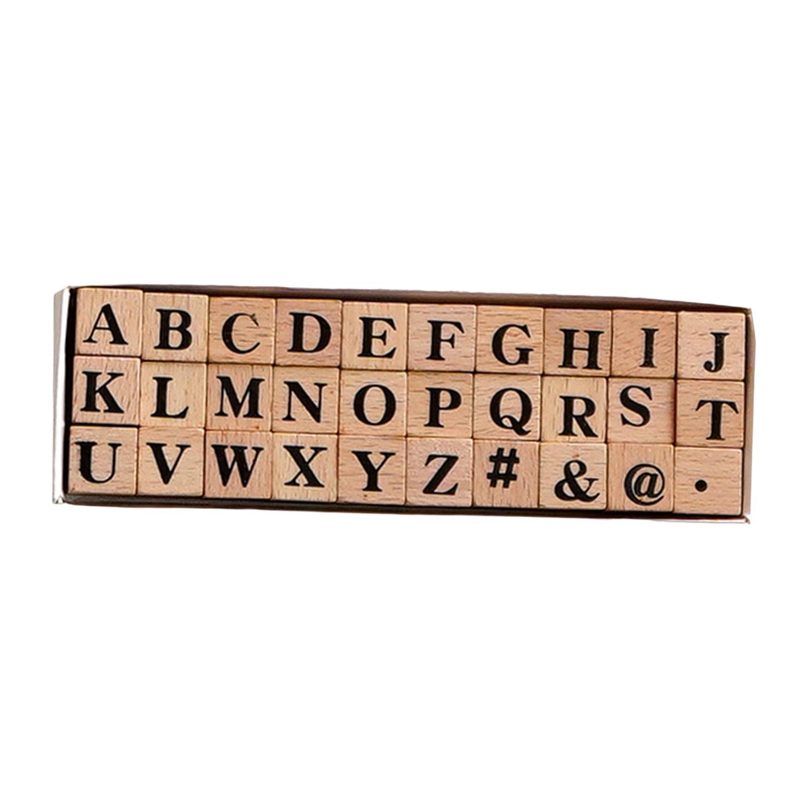 Set of Wooden Letters Rubber Stamp Set Scrapbook Stationery DIY Art Crafts