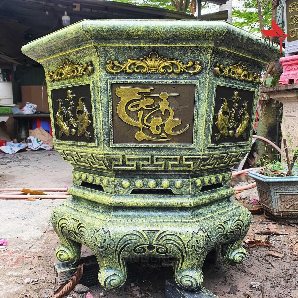Bộ khuôn đúc chậu cảnh bát giác 59 kèm chân quỳ mẫu Tứ Linh và mẫu Tài Lộc+Cá Chép
