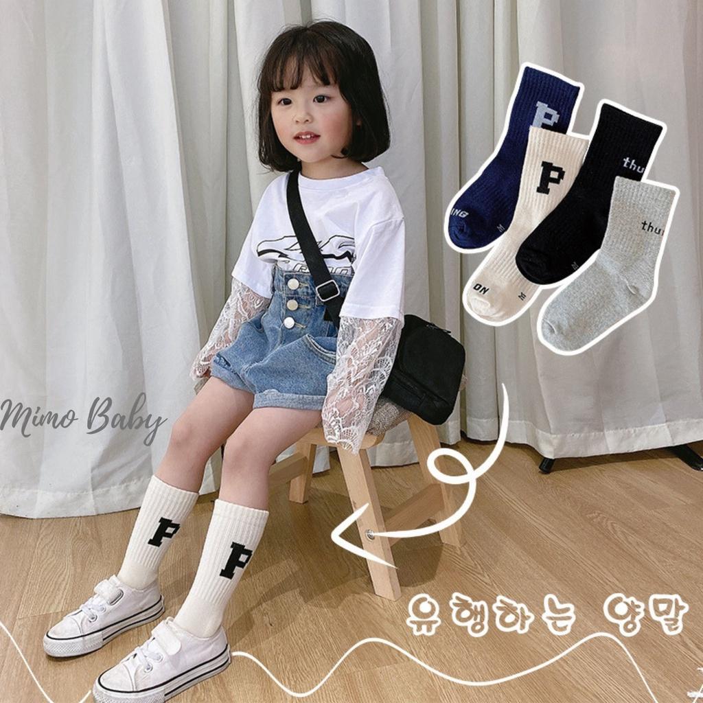 Tất vớ cao cổ kiểu dáng thể thao unisex chữ P cho bé 2-4y Mimo Baby T12