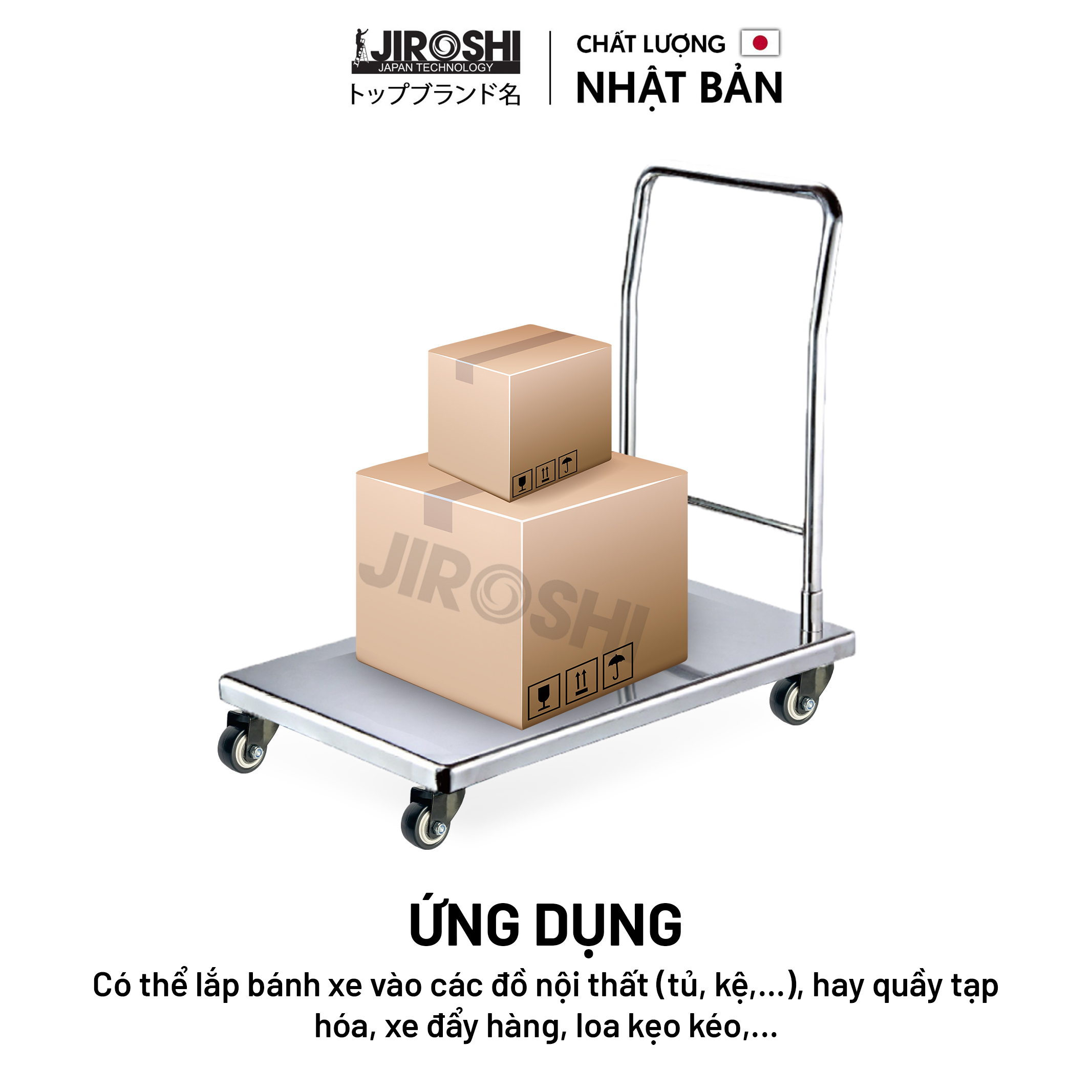 Bánh xe đẩy xoay 360 có khóa, bánh xe nhựa pvc có ổ bi 65mm.