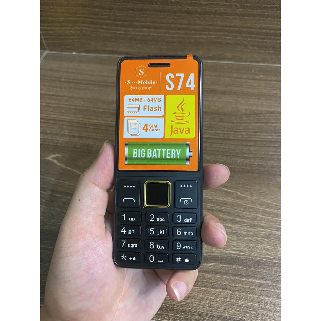 Điện Thoại S-Mobile S74 - 4 Sim - Pin Khủng 3000 mAh - Loa Cực To - Lướt Mạng - Mới Full Box-Bảo Hành 06 Tháng