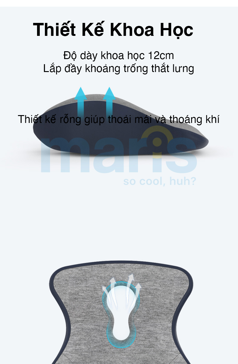 Gối Tựa Lưng Văn Phòng, Ôtô Cao Cấp Hỗ Trợ Đau Cột Sống, Thắt Lưng Maris MR-409