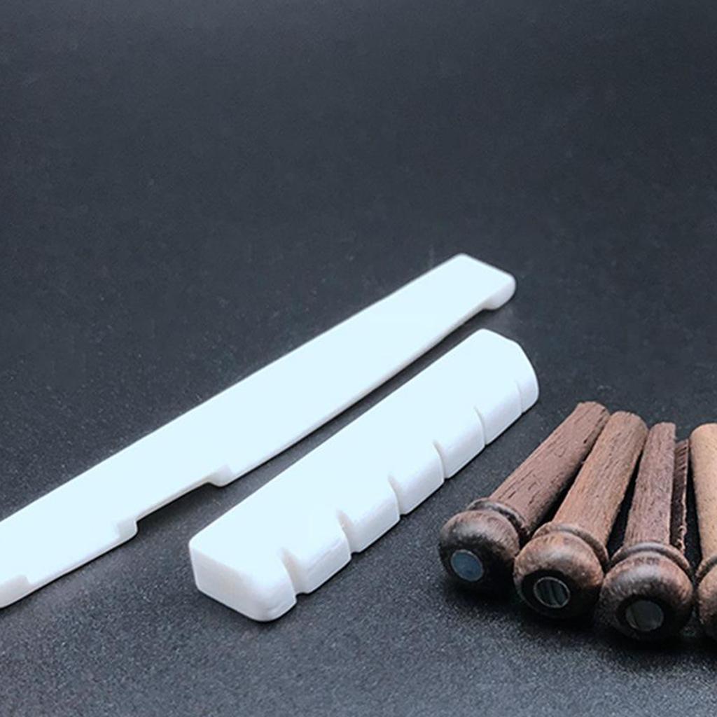 Acoustic Guitar Bone Bridge Saddle and Nut ,Rosewood Bridge Pins Dot