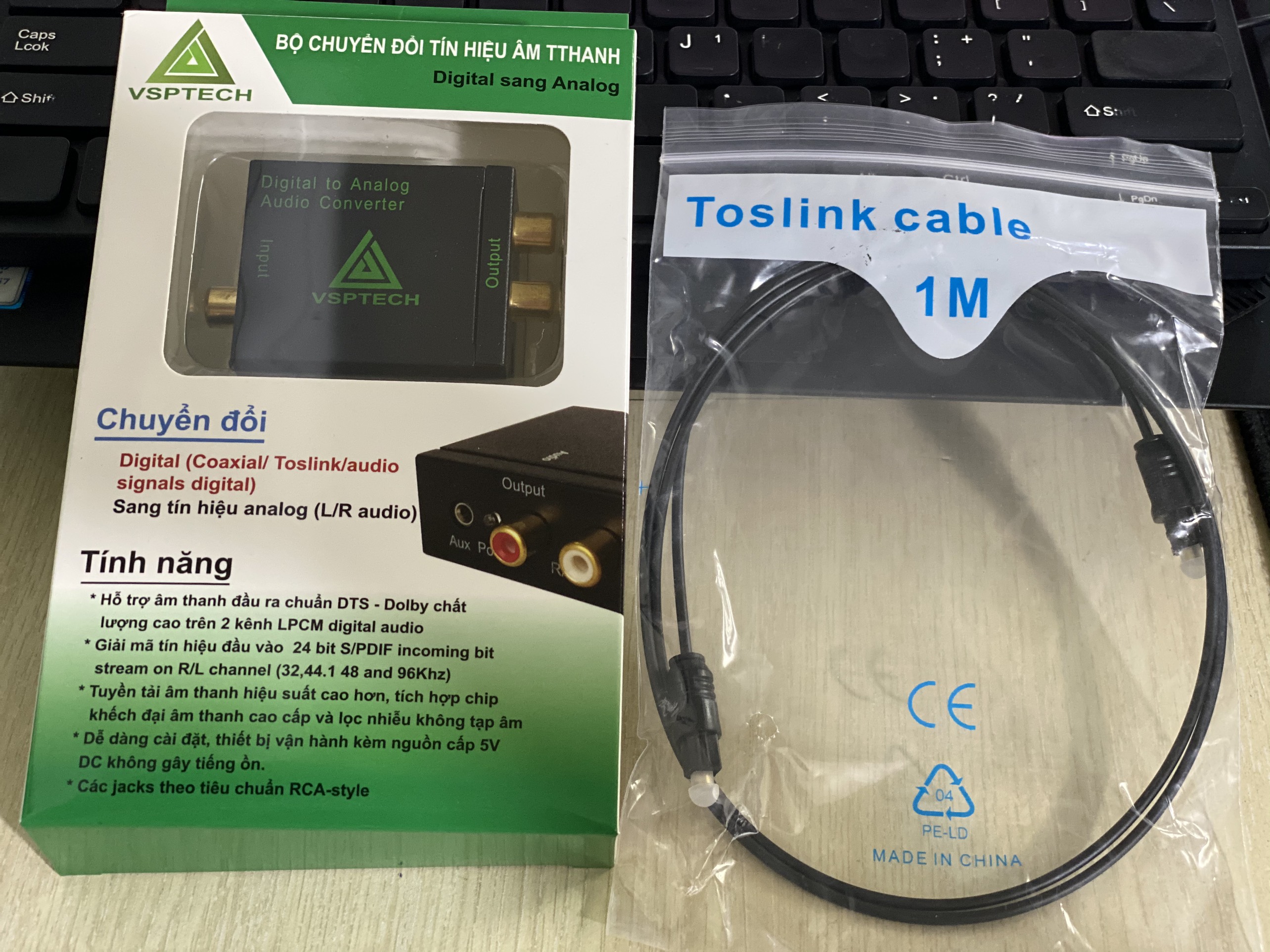 Bộ Chuyển Âm Thanh TV 4K Quang Optical Sang Audio AV Ra Amply + Cáp Optical