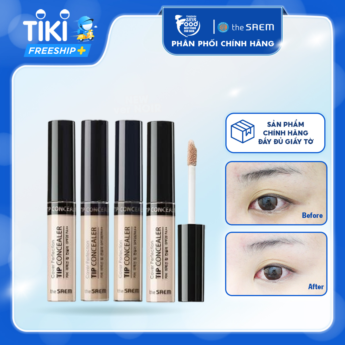 Kem che khuyết điểm có chống nắng Hàn Quốc The Saem Cover Perfection Tip Concealer SPF28 PA