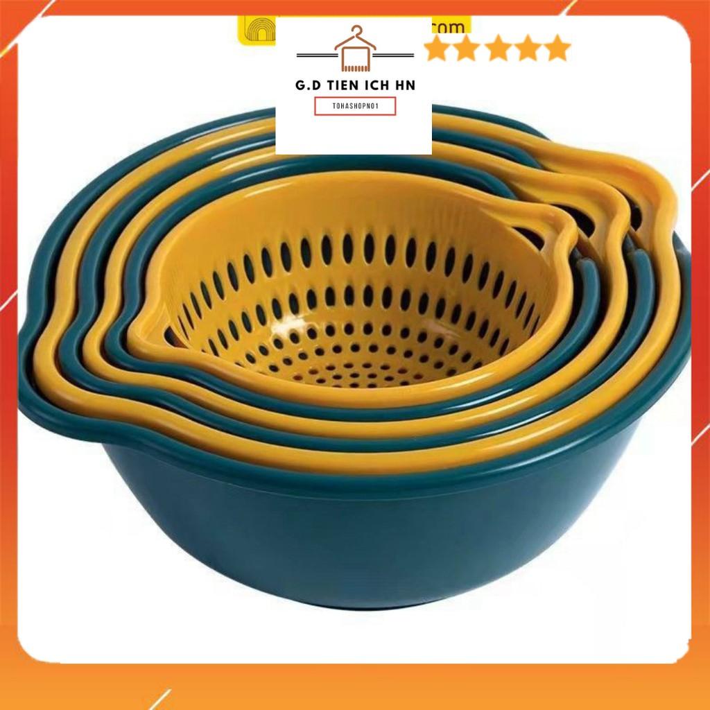 Bộ rổ nhựa đựng thực phẩm kèm chậu 6 Món cao cấp