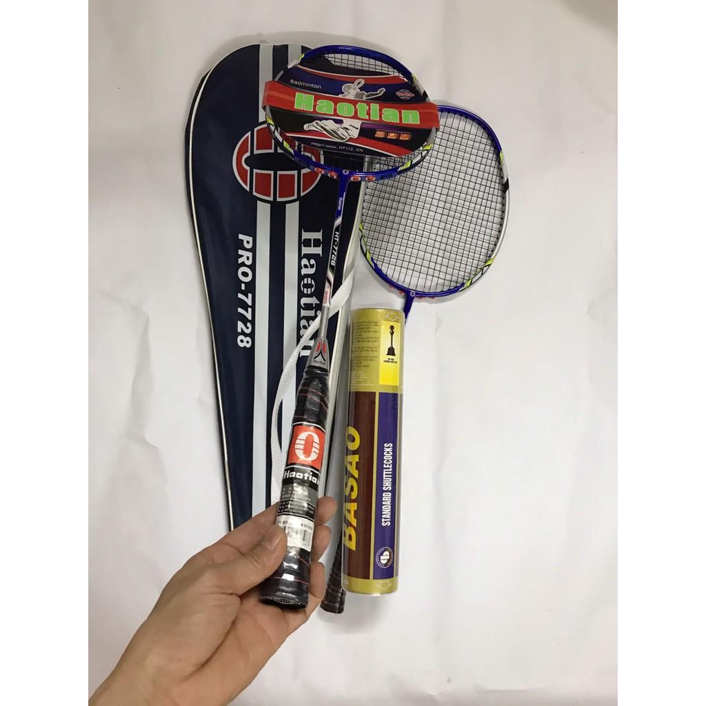 Combo bộ 2 cây Vợt Cầu Lông Haotian 7728 tặng ngay hộp Cầu Ba Sao 10 quả