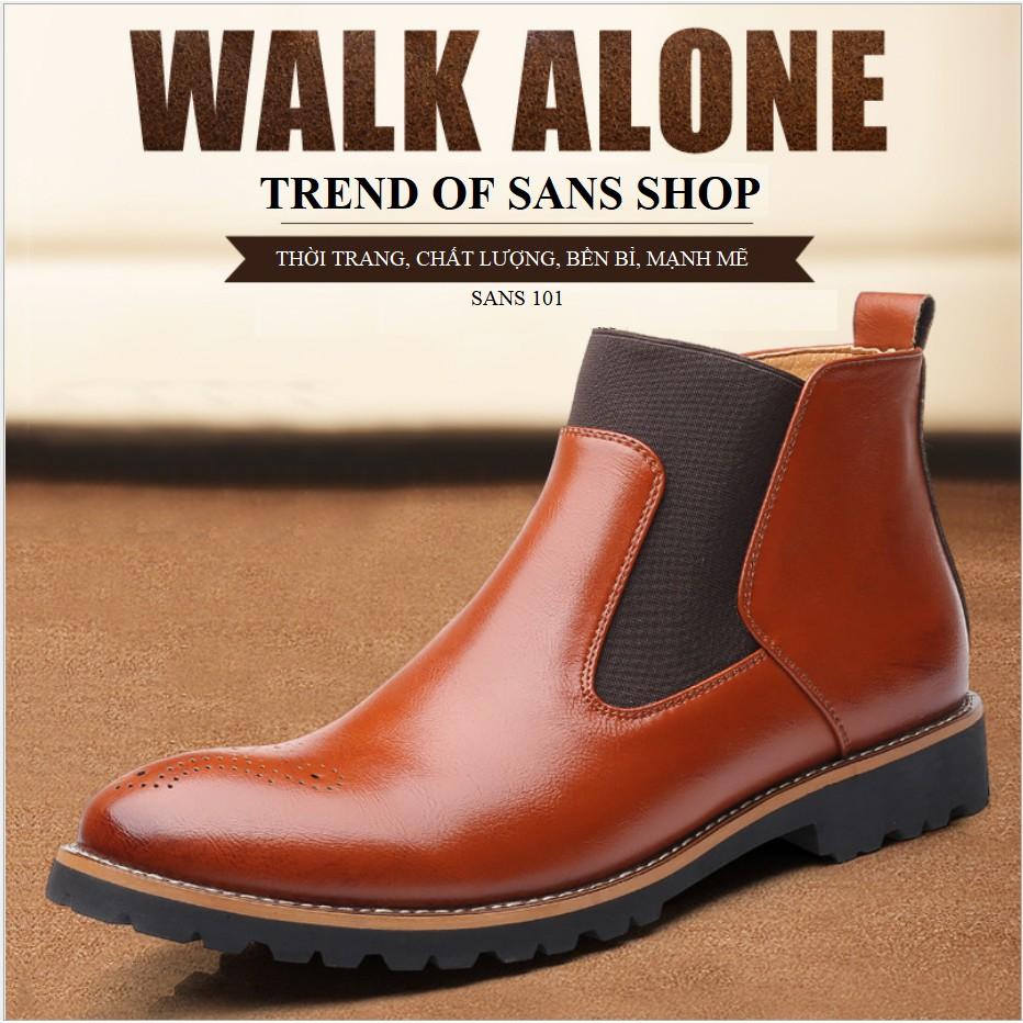 Giày Chelsea Boots Nam Da Bò Giày Bốt Nam Da Thật Sans101