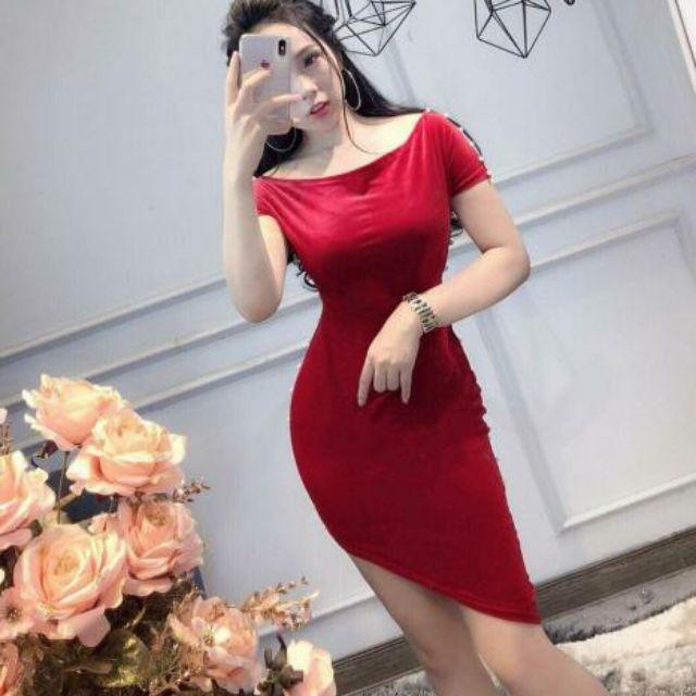 Đầm bẹt vai tay nhí xéo tà đính cườm