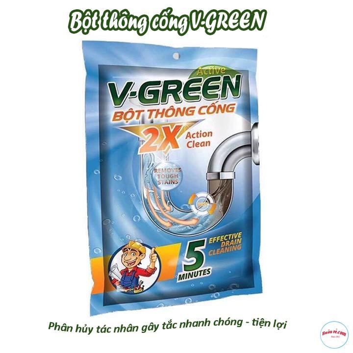 Bột Thông Cống VGREEN Phân Hủy Nhanh Không Gây Hại Đường Cống 00216