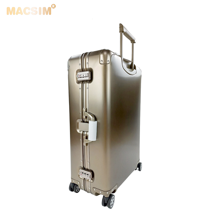 Vali tay kéo cao cấp chất liệu hợp kim nhôm nguyên khối MS1318 Macsim màu ti-gold cỡ 20inches