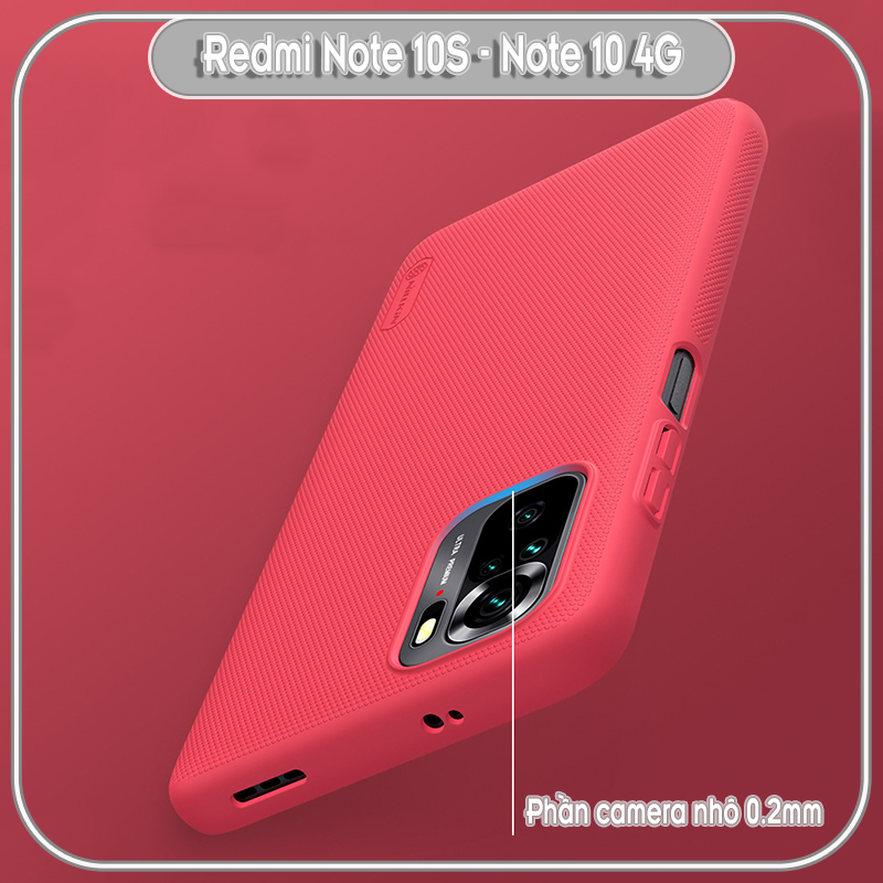 Ốp lưng cho Xiaomi Redmi Note 10S - Redmi Note 10 4G Frosted Shield nhựa PC cứng Nillkin , Vân nhám , chống vân tay - Hàng nhập khẩu