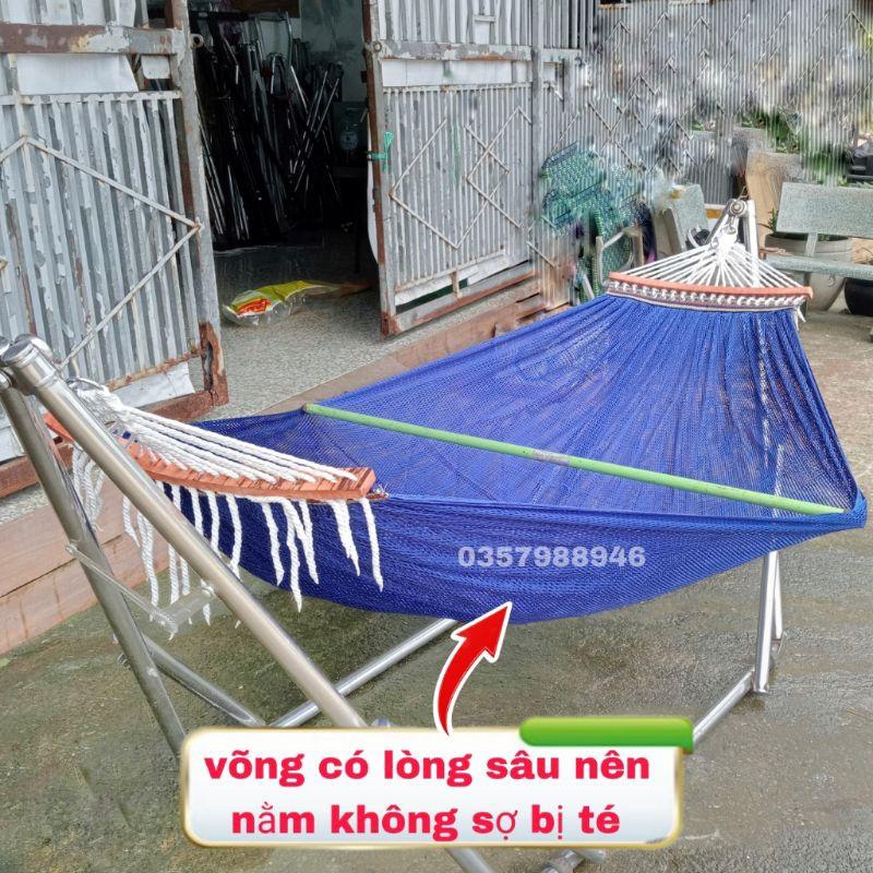 Võng Lưới Cán Gỗ, Võng Lưới 2 Lớp Cao Cấp Chất Vải Dày Mềm Rộng Dài 235cm Rộng 160cm Phù Hợp Với Khung Lớn