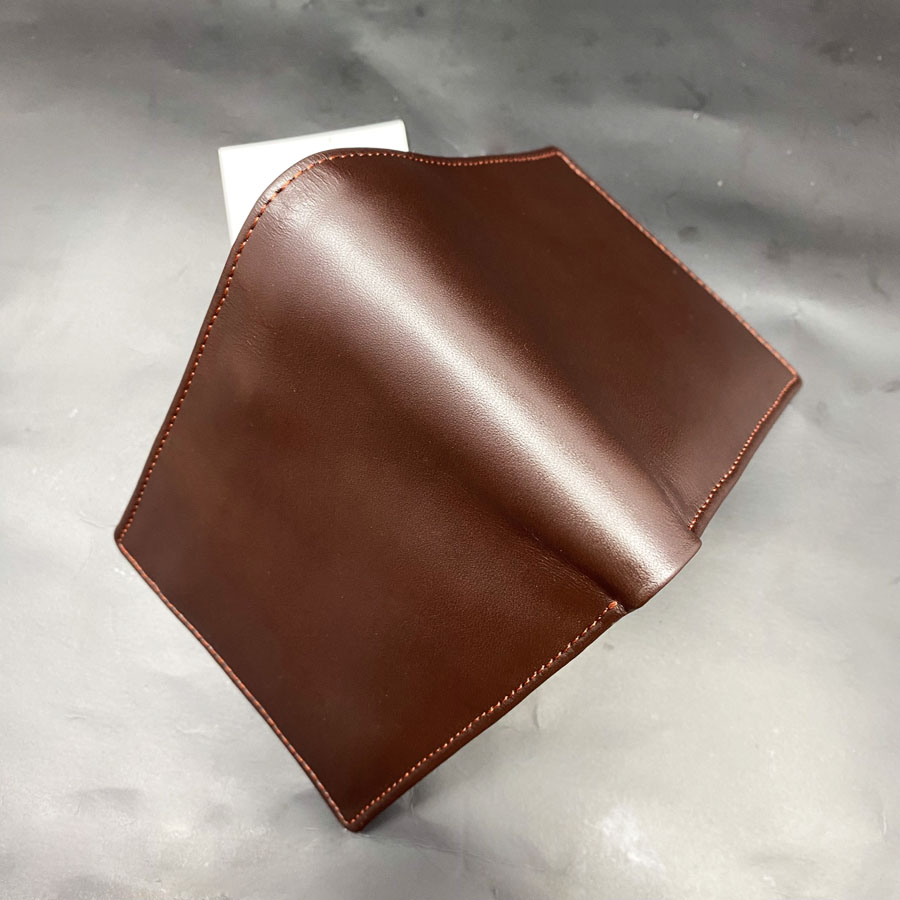 Ví nam da bò chân kim da bò thật, Bóp ngang nam da bò chân kim trơn cao cấp màu nâu