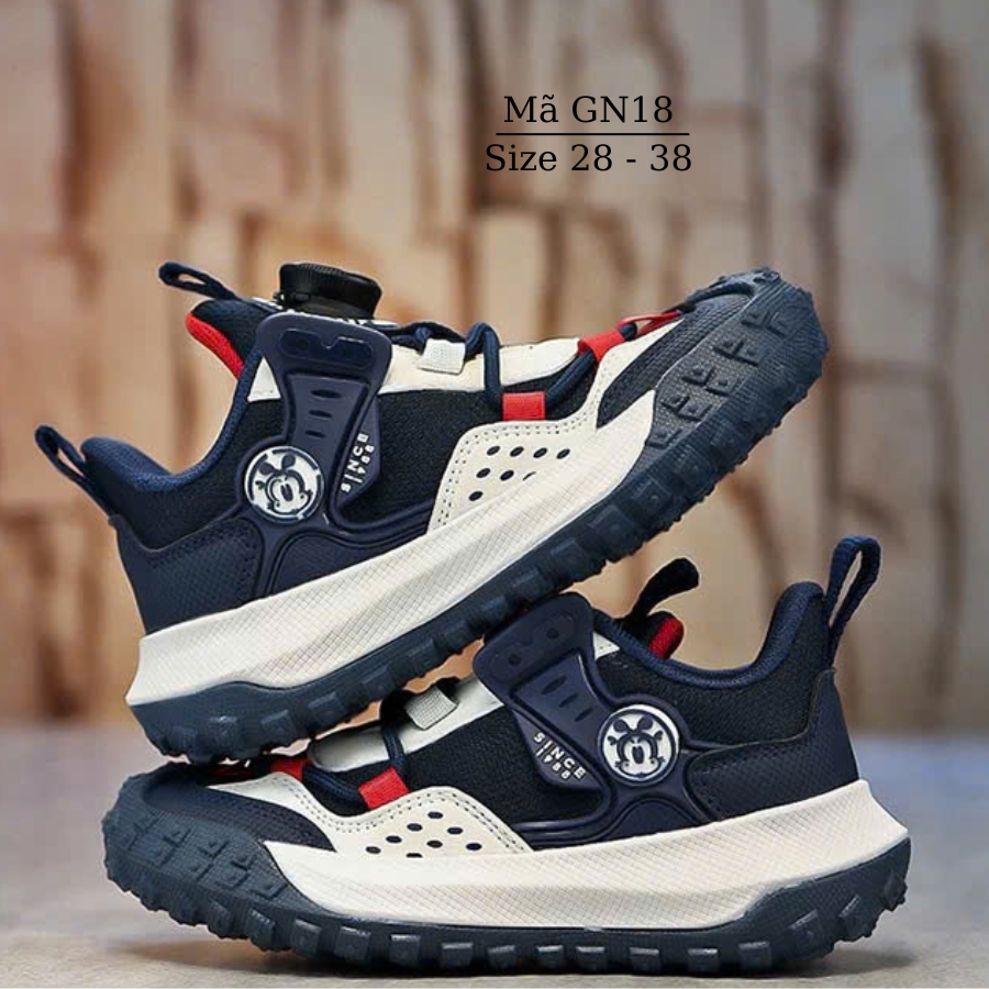 Giày Thể Thao Bé Trai 4-12 Tuổi BOBDOG GN18 Khóa Xoáy Thông Minh, Kháng Khuẩn, Chống Bẹt Chân Phù Hợp Đi Học Chay Bộ