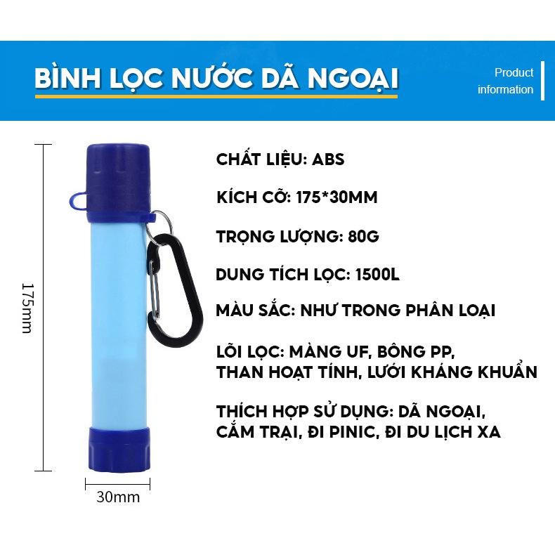 Bình Uống Nước Lọc Nước Dã Ngoại Sinh Tồn Lọc Sạch Nước Bẩn Có Thể Dùng Ngay Lập Tức Nhiều Màu Giá Tốt LY-061 LY-061