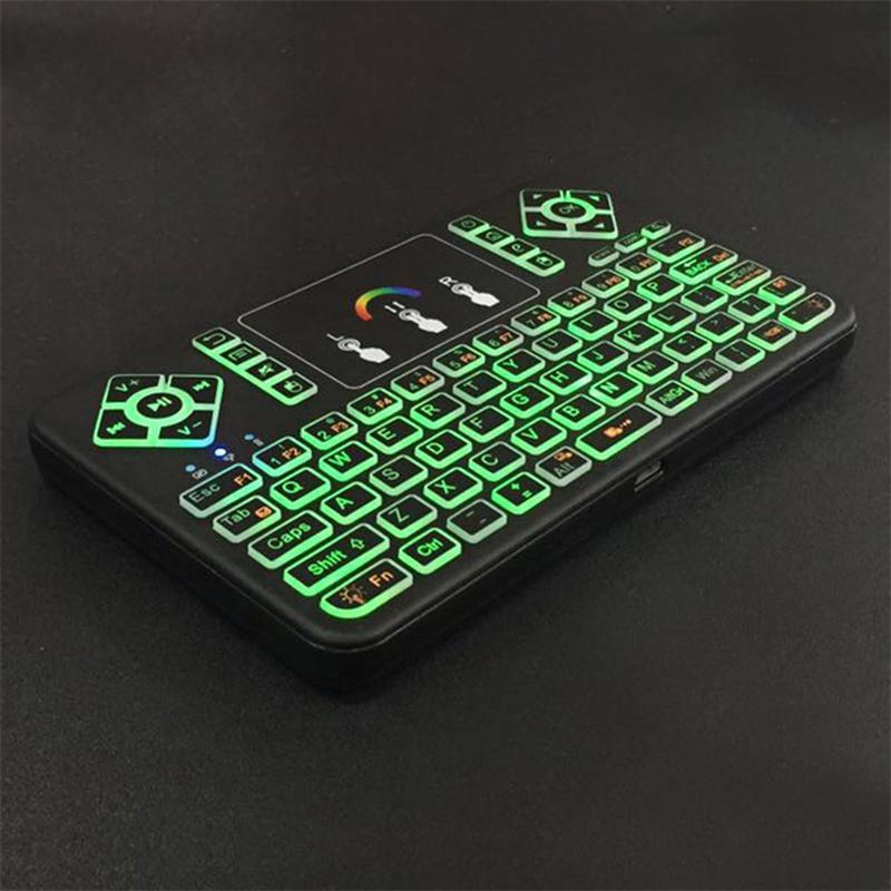 Q9A Bàn Phím Mini Có Bàn Di Chuột Nhiều Màu Sắc Backlit Nhỏ Bàn Phím Không Dây Mini Sạc Cầm Tay Từ Xa Bàn Phím