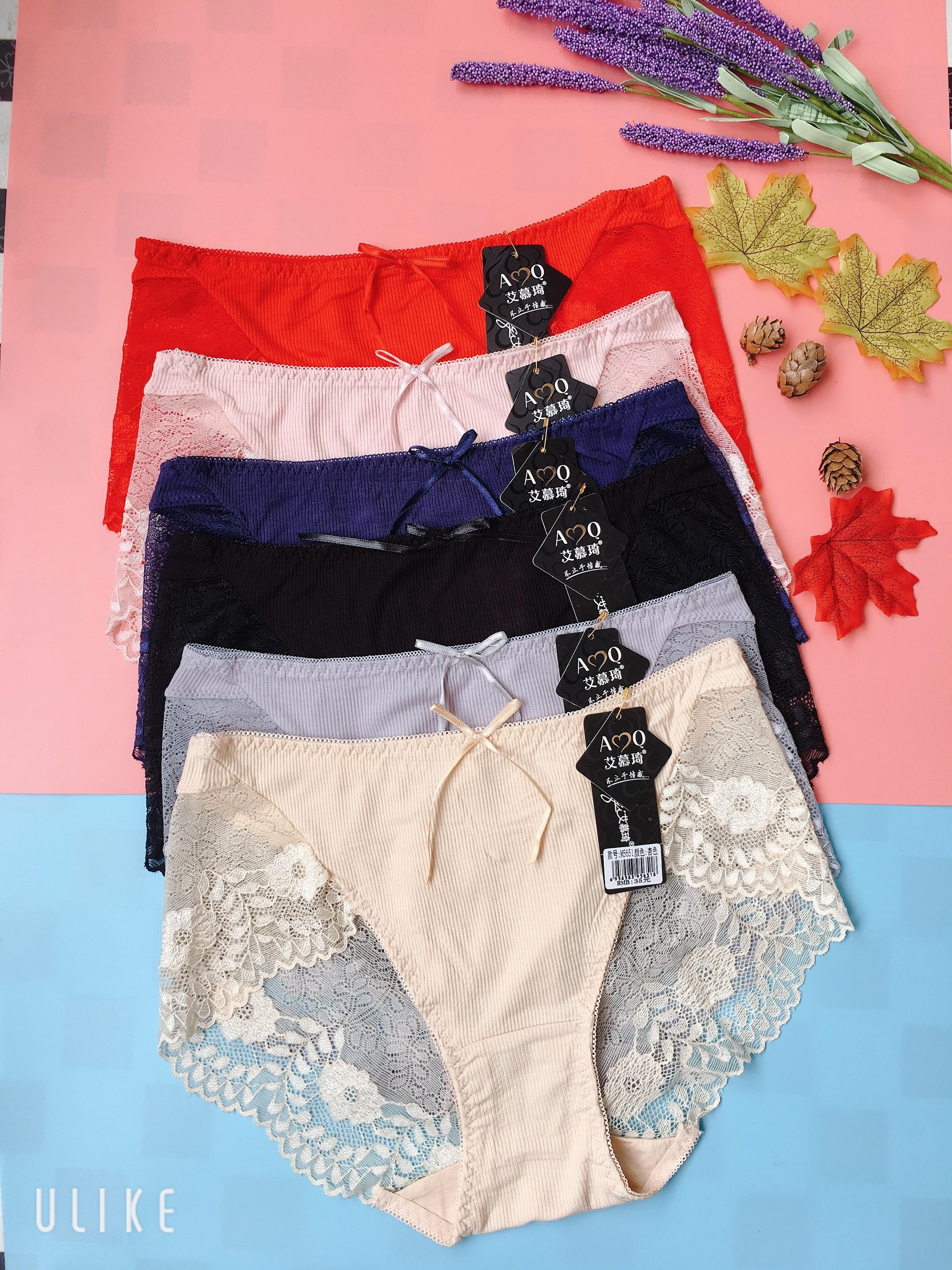 Combo 5 quần lót cotton phối ren siêu đẹp sexy phom to cực đẹp