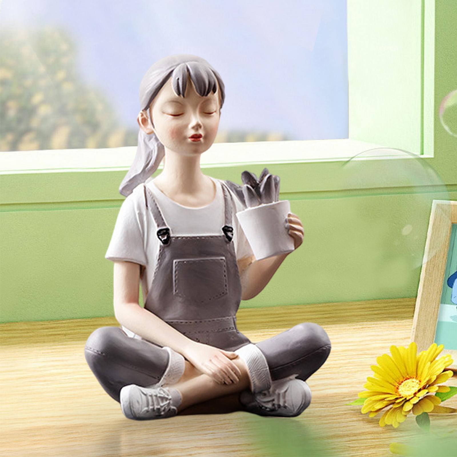 Decorative Maiden Ornament Sculpture Girl Figurine Statue for Bedroom Table