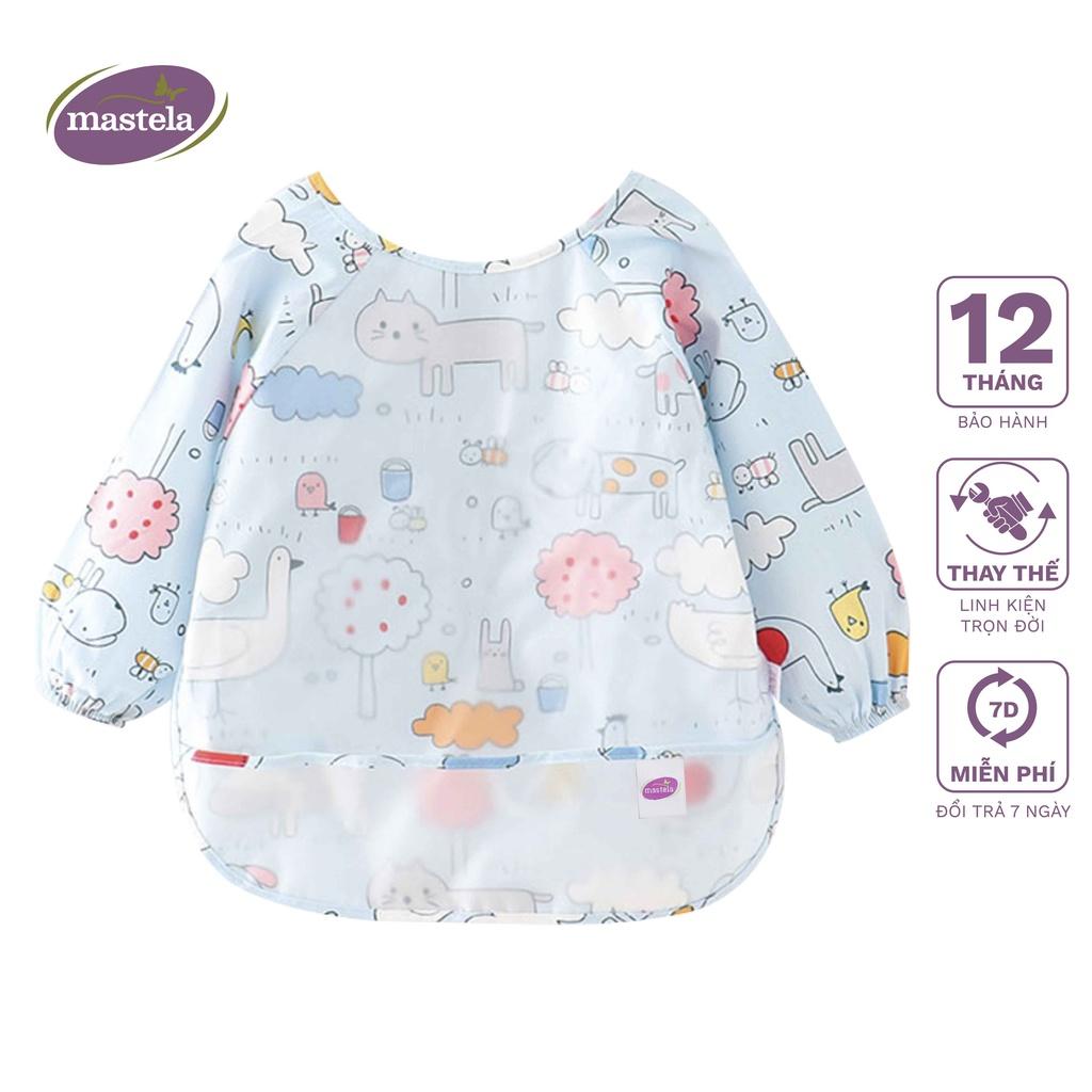 Áo yếm máng dài tay Cotton chống thấm nước cho bé tập ăn, tập vẽ Mastela size từ 6-36 tháng