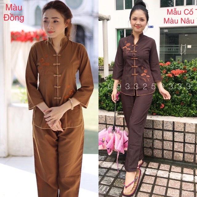 ĐỒ LAM ĐI CHÙA  Sẩm Thêu Cổ Tàu