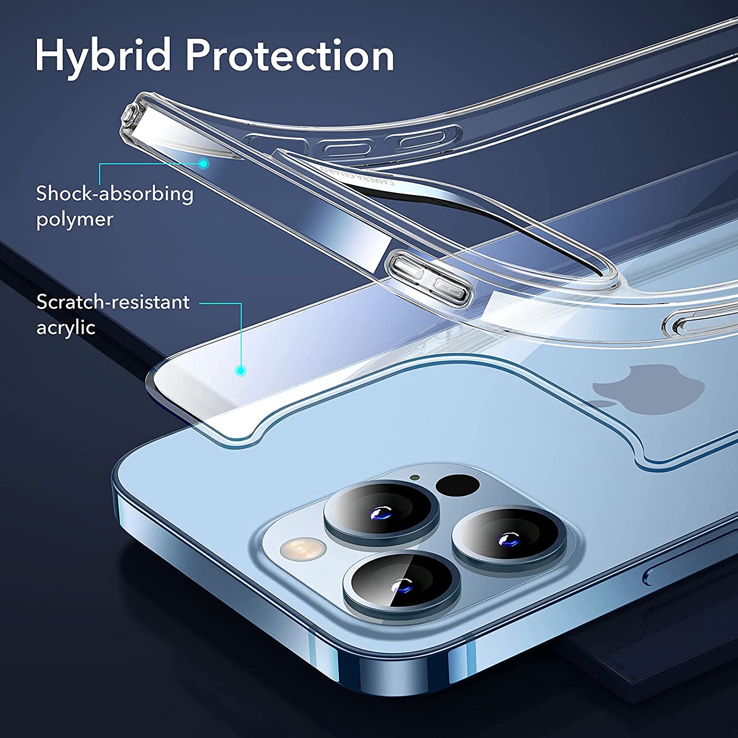 Ốp Lưng Cho iPhone 13 / 13 Pro / 13 Pro Max ESR Classic Hybrid Shock-Absorbing Case (Mặt Lưng Kính Cường Lực) - Hàng Nhập Khẩu