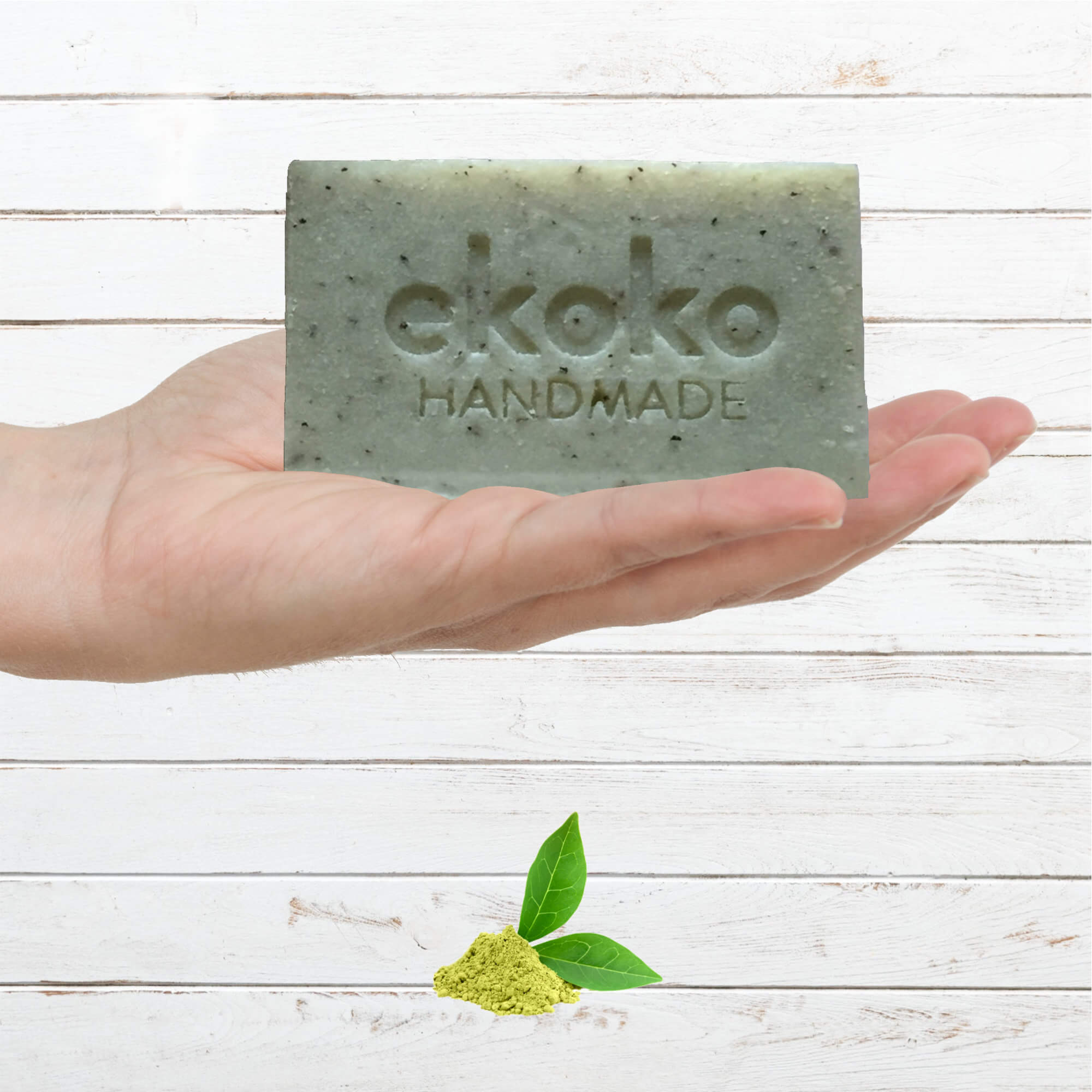 Xà phòng thiên nhiên Trà Xanh làm sạch nhanh, lâu hao, làm sáng da- Ekoko Just Green Tea handmade soap 100g