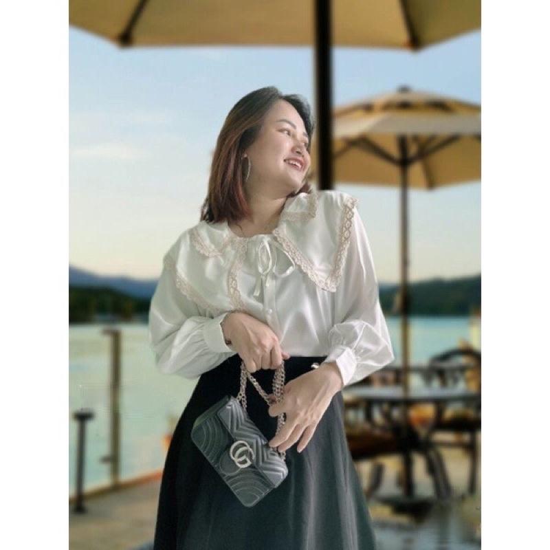 BIGSIZE NỮ Áo sơ mi tay dài công sở cổ viền ren