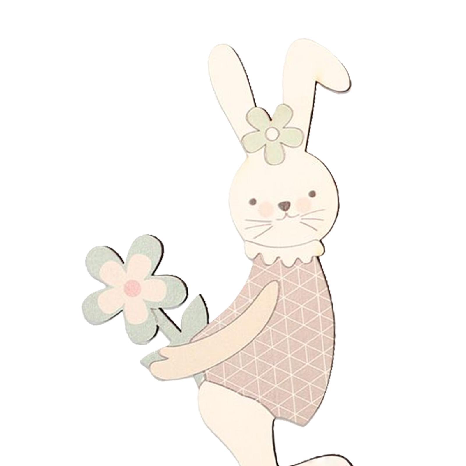 2Pcs Cute Easter Standing Bunny Wooden Table Decoration