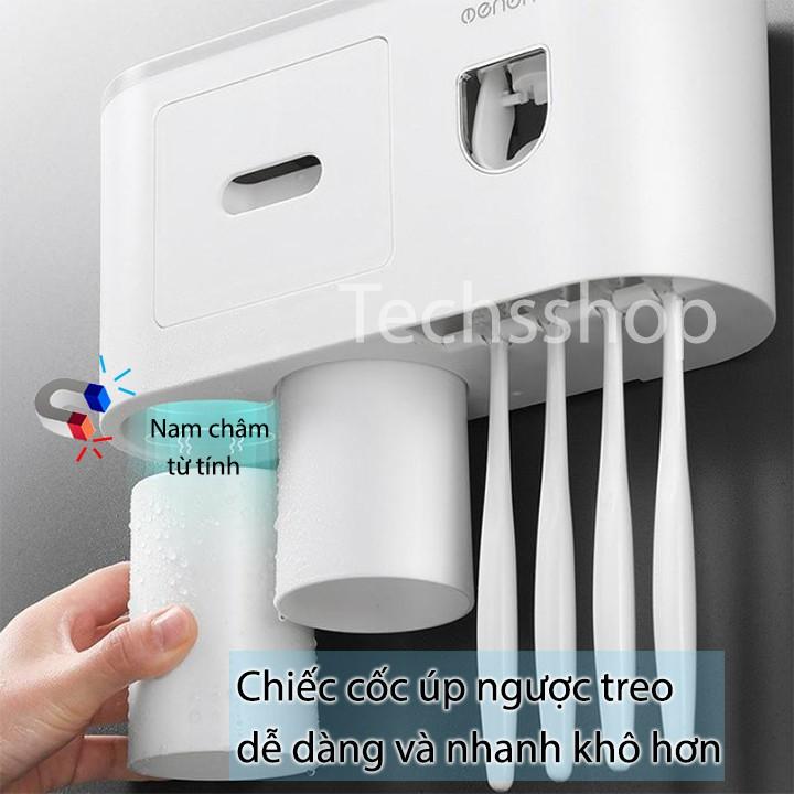 Kệ Nhà Tắm Nhả Kem Đựng Bàn Chải Đánh Răng Oenon Dán Tường Kèm Theo Cốc - Loại 2 cốc và 3 Cốc