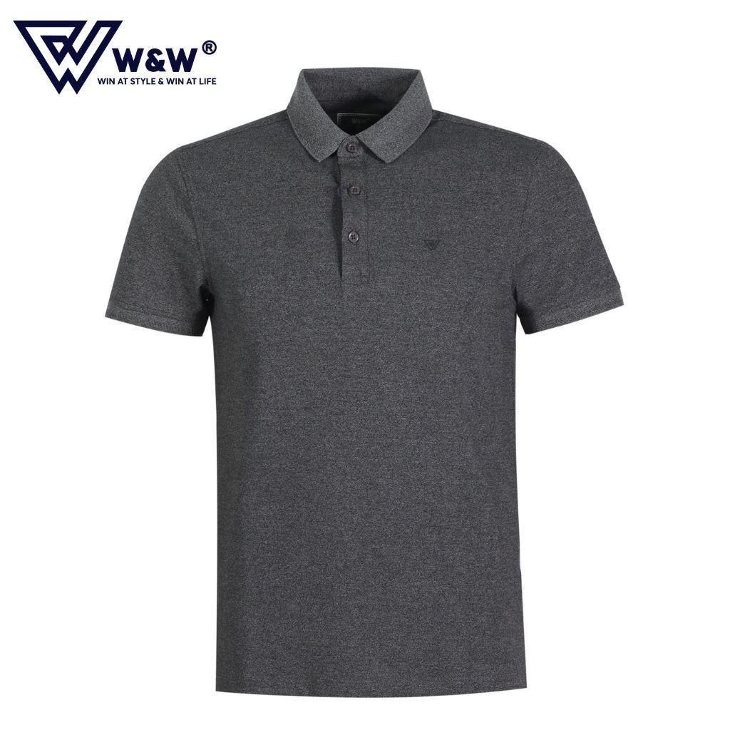 Áo Thun Polo Nam W&amp;W Dáng Regular Fit- Cổ Đức Bẻ Phối Viền Thêu Độc Đáo, Chất Liệu Cotton Thoáng Mát, Bền Màu WPO61R