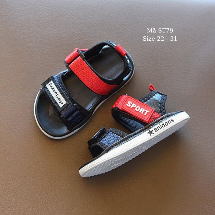 Giày sandal thể thao cho bé trai siêu nhẹ kháng khuẩn êm chất liệu dù da cao cấp mang mùa hè dép quai hậu thiết kế thời trang phù hợp cho trẻ em 1, 2, 3, 4, 5, 6 tuổi đi học đi biển màu xanh đen phối đỏ siêu sang NHÍM SHOP ST79