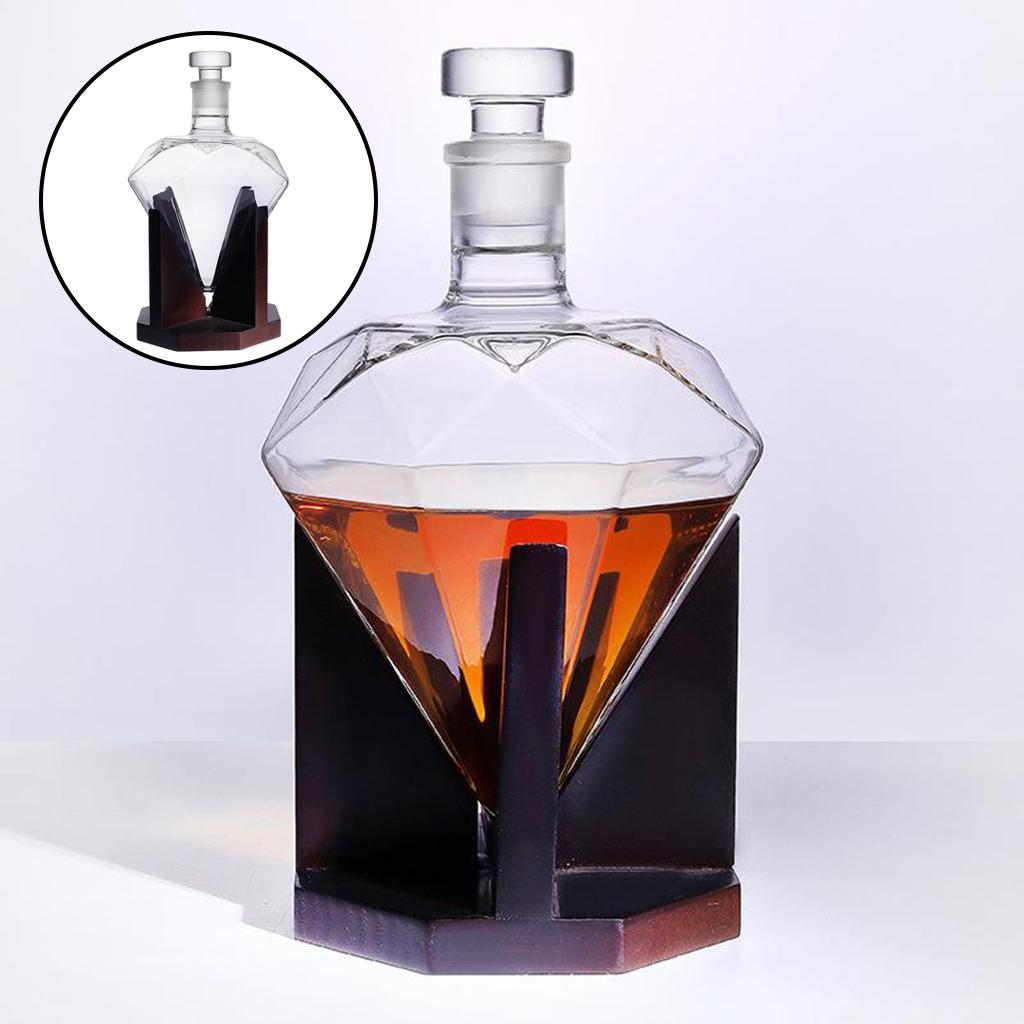 Diamond  Decanter Luxurious Vodka   Pourer Wooden Stand Party
