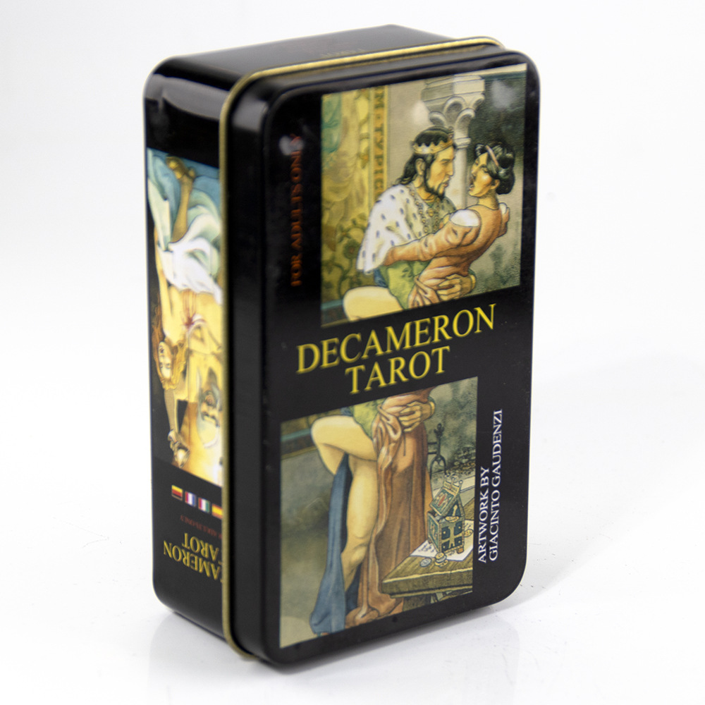 Bộ Bài Decameron Tarot Hộp Thiếc Mạ Cạnh Hồng 78 Lá