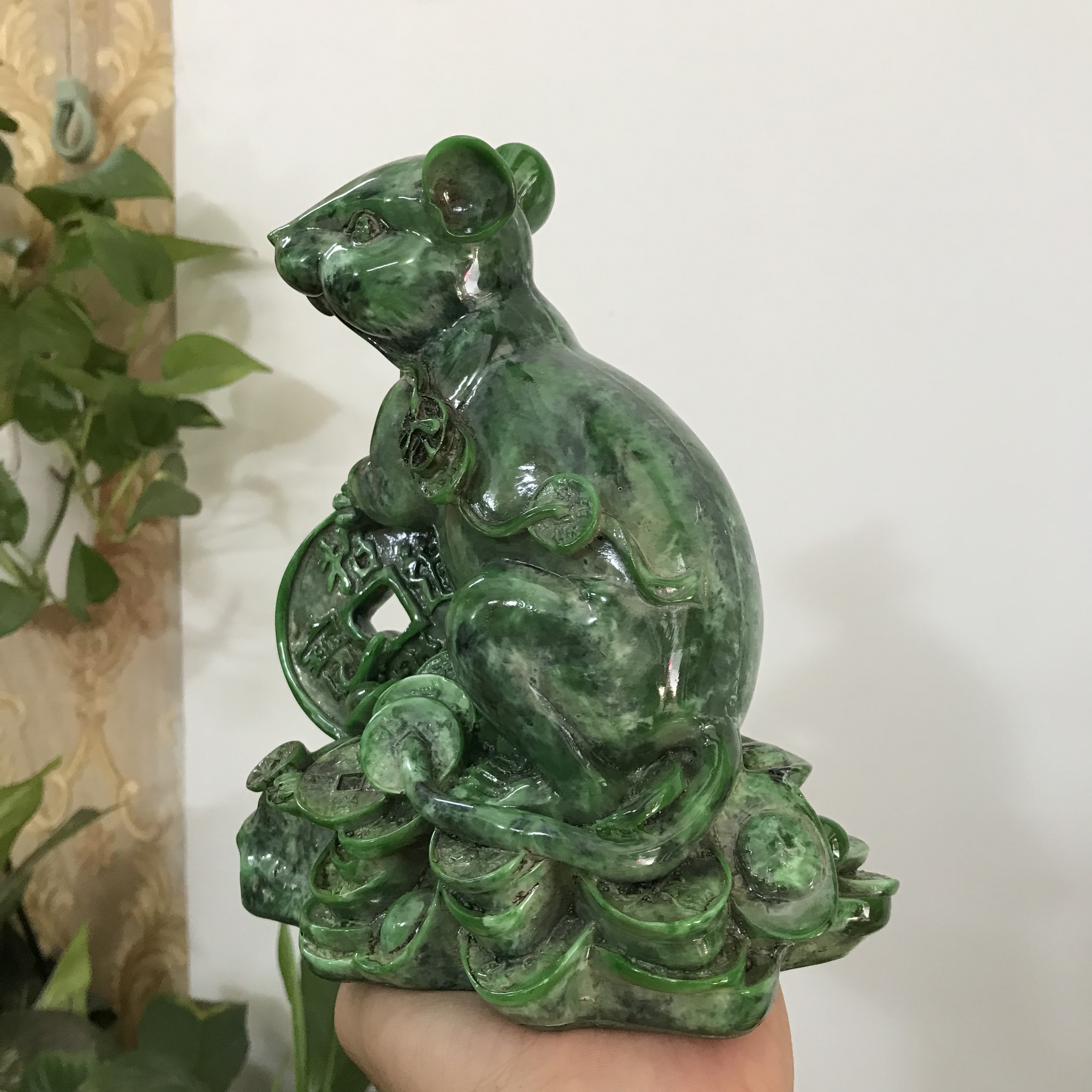 Tượng linh vật phong thủy con Chuột trang trí phong thủy bàn làm việc  - Chiều Cao 17cm - Màu xanh lục bích