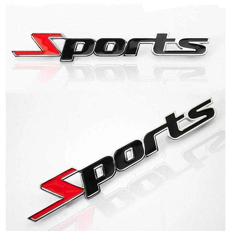 Logo chữ nổi SPORT kim loại màu dán trang trí xe Ô tô